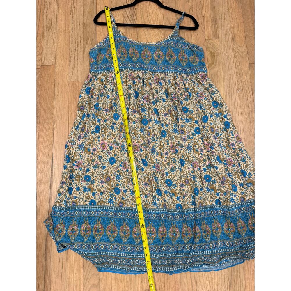 This is the Natural Life Gigi Midi Dress in a tan and blue floral border print - Picture 7 of 8
